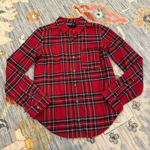 Abercrombie & Fitch Soft A F Red Plaid Flannel L/Sleeve Button-Down Shirt Top S